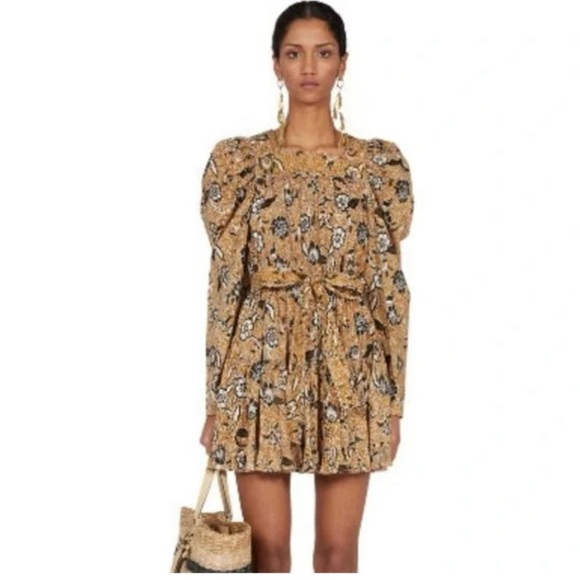 Ulla Johnson Nailah Printed Puff Sleeve Belted Pocket Mini Dress Size 2 - Picture 2 of 15